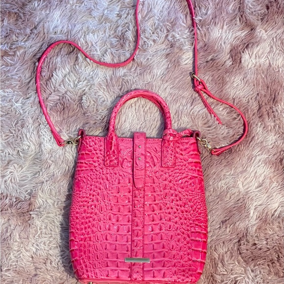 Handbags - Hot Pink Croc Embossed Satchel Bag | Luxury Statement‎ Handbag | Crossbody Purse